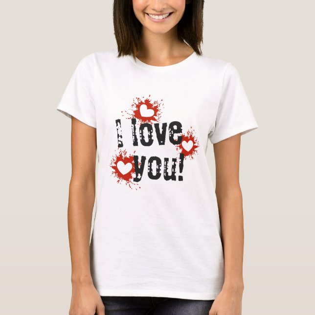 Paint Splatter Hearts, I Love You Women's T-Shirt (Front)