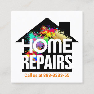 Paint Splatter Home Repairs Building Square Business Card