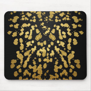 Paint Splatter in Faux Gold and Black Mouse Mat
