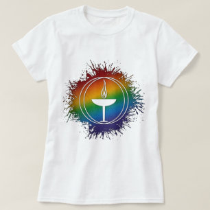 Paint Splatter LGBT Rainbow Unitarian Universalism T-Shirt