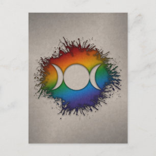 Paint Splatter LGBTQ Rainbow Triple Goddess Moon Postcard