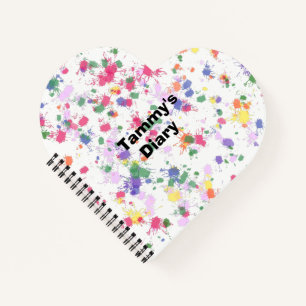 Paint Splatter Lined Paper Heart Notebooks