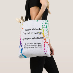 [Paint Splatter] Modern Abstract Artist White Tote Bag