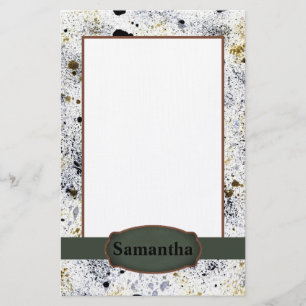 Paint Splatter Monogram Stationery