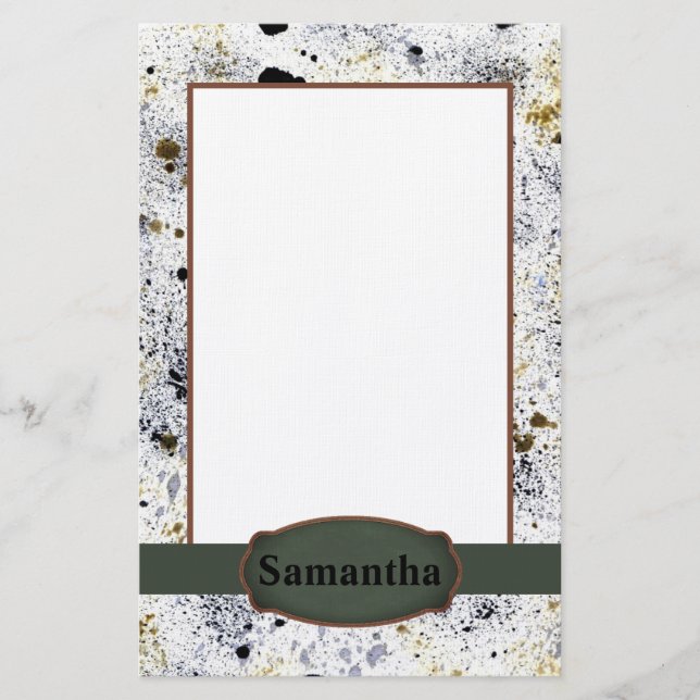 Paint Splatter Monogram Stationery (Front)