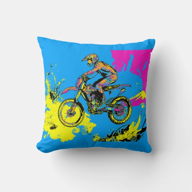 Paint Splatter - Motocross Rider Cushion (Front)