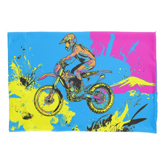 Paint Splatter - Motocross Rider Pillowcase (Front)