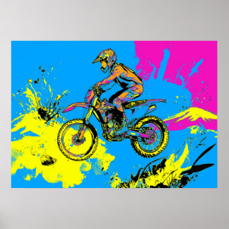 Paint Splatter - Motocross Rider Poster