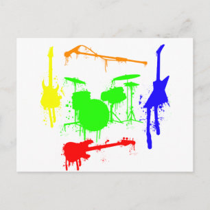 Paint Splatter Musical instruments Band Graffiti Postcard