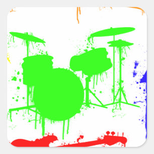 Paint Splatter Musical instruments Band Graffiti Square Sticker