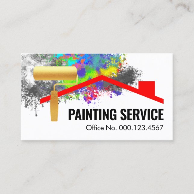 Paint Splatter On Building Business Card (Front)