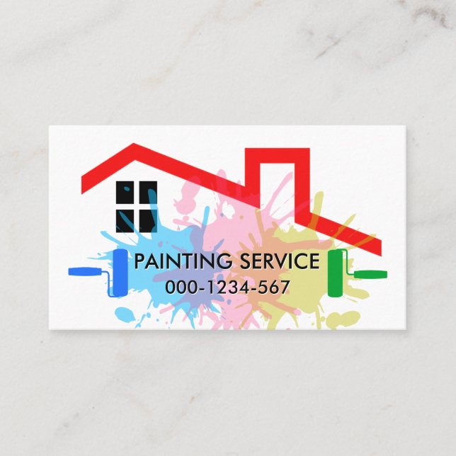 Paint Splatter On Building Business Card (Front)