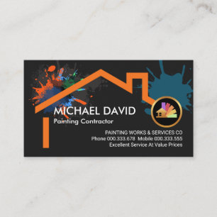 Paint Splatter On Building Home Frame Business Card