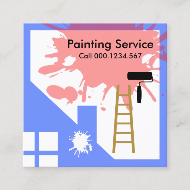 Paint Splatter On Building Square Business Card (Front)