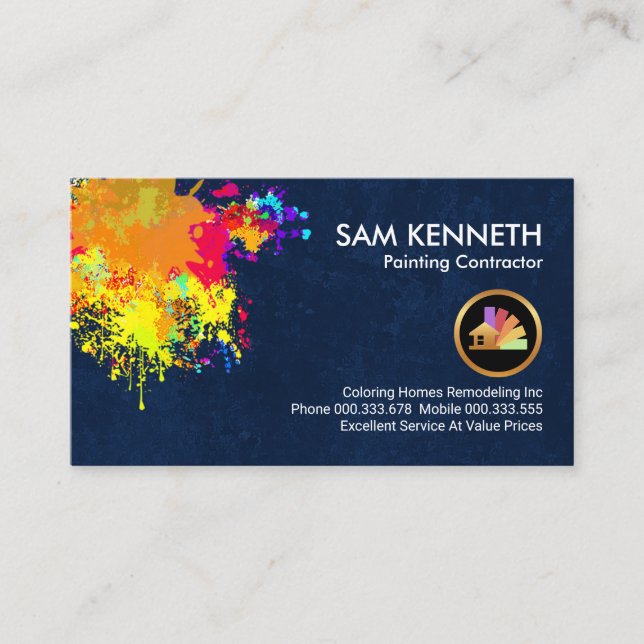 Paint Splatter On Peeling Wallpaper Business Card (Front)