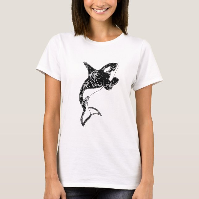Paint Splatter Orca Art T-Shirt (Front)