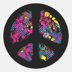 PAINT SPLATTER PEACE SIGN CLASSIC ROUND STICKER