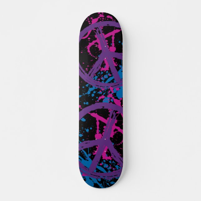 PAINT SPLATTER PEACE SIGNS SKATEBOARD (Front)