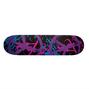PAINT SPLATTER PEACE SIGNS SKATEBOARD