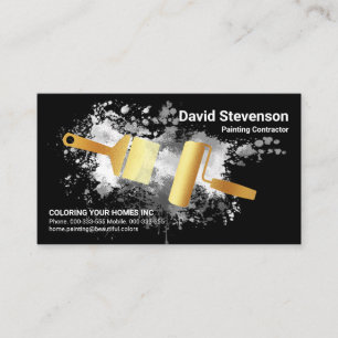 Paint Splatter Peeling Paint Gold Brush Business Card