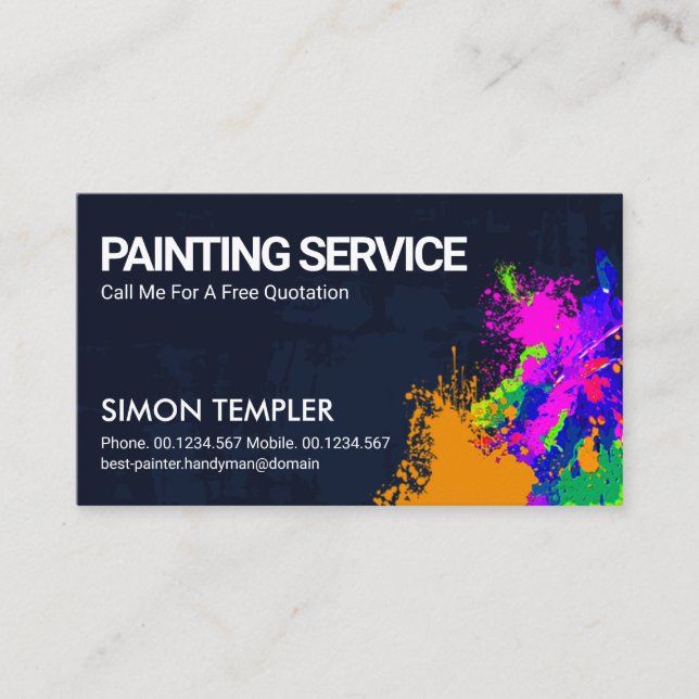 Paint Splatter Peeling Paint Grunge Handyman Business Card (Front)