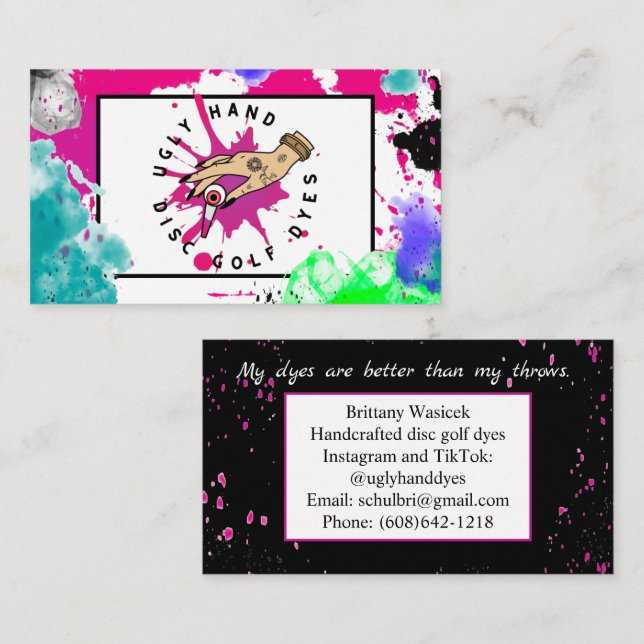 Paint Splatter pink Business Card (Front/Back)