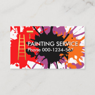 Paint Splatter Roller Brush Ladder Painting Business Card