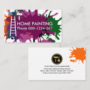 Paint Splatter Roller Brush Ladder Painting Business Card