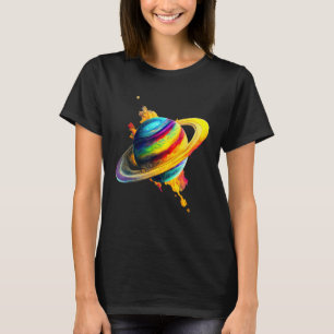 Paint Splatter Saturn Astronomy Art T-Shirt