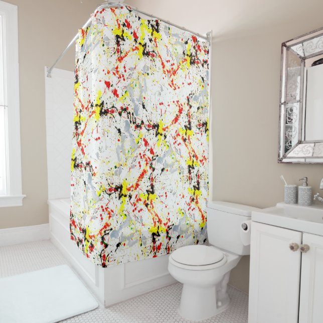 Paint Splatter Shower Curtain (In Situ)