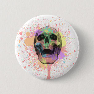 Paint Splatter Skull Button