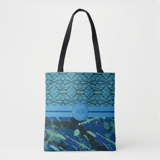 Paint Splatter Twist Monogrammed Tote Bag (Front)