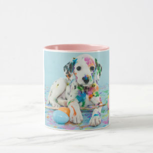 PAINT SPLATTERED DALMATIAN TWO TONED MUG. MUG