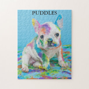 PAINT SPLATTERED PUPPY PUZZLE! JIGSAW PUZZLE