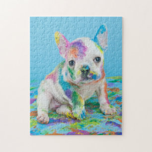 PAINT SPLATTERED PUPPY PUZZLE! JIGSAW PUZZLE
