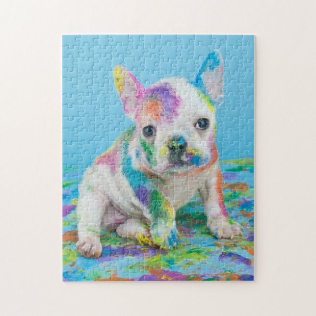 PAINT SPLATTERED PUPPY PUZZLE! JIGSAW PUZZLE (Vertical)