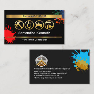 Paint Splattered Wall Handyman Tools Business Card