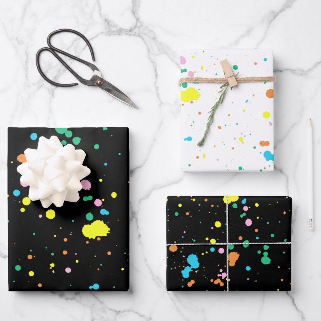 Paint Splatters Abstract Wrapping Paper Sheet (Front)