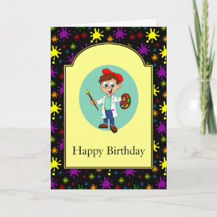 Paint Splatters And A Boy Artist Card