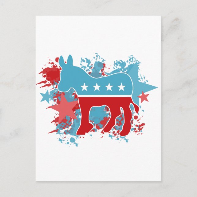Paint Splatters Democrat Donkey Postcard (Front)