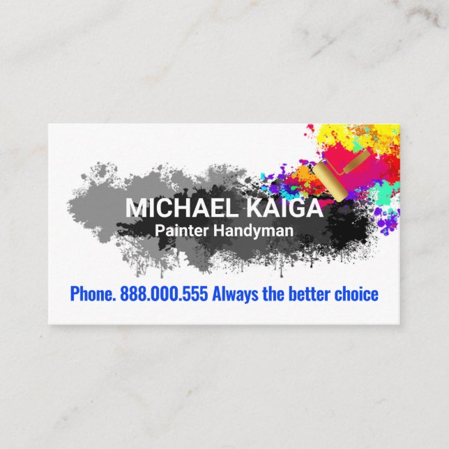 Paint Splatters Home Painting Service Business Card (Front)