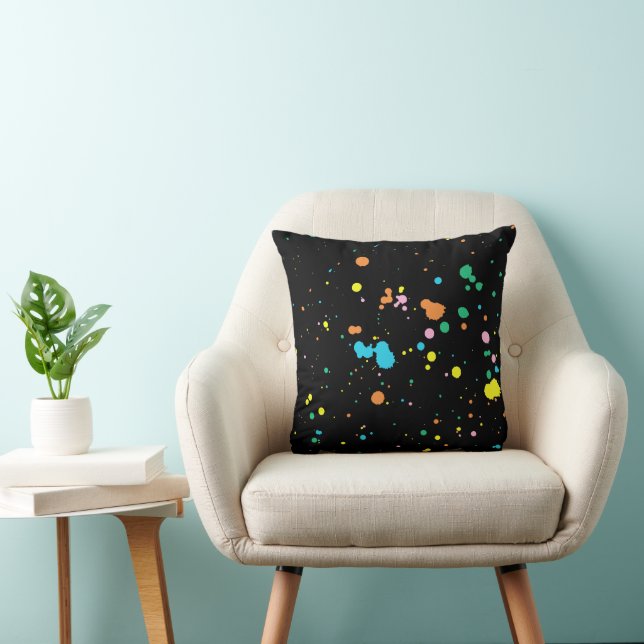 Paint Splatters On Black Cushion (Chair)