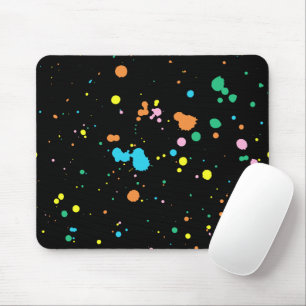 Paint Splatters On Black Mouse Mat
