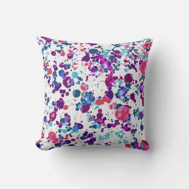 Paint Splotch Throw Pillow in Bright Colours (Front)