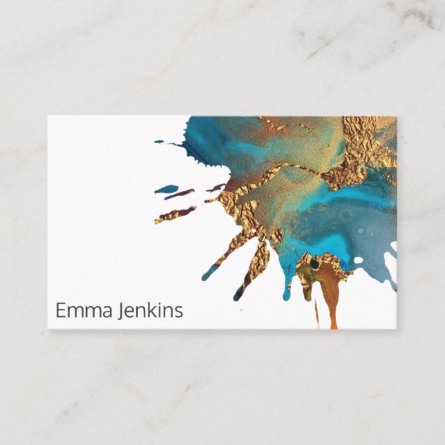 Paint Splotch With Gold Artist Business Card (Front)