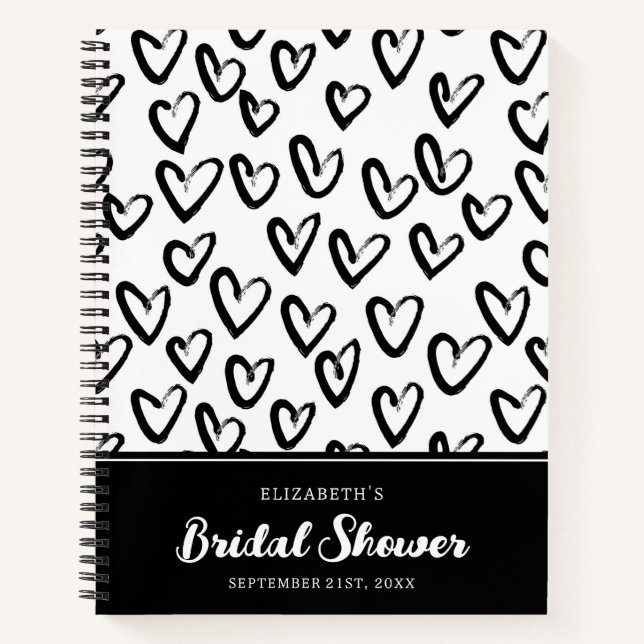 Paint Stroke Heart Pattern | Bridal Shower Notebook (Front)