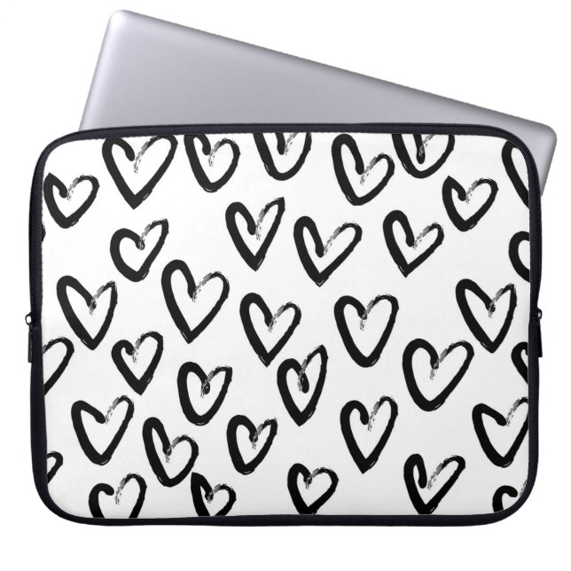 Paint Stroke Heart Pattern Laptop Sleeve (Front)