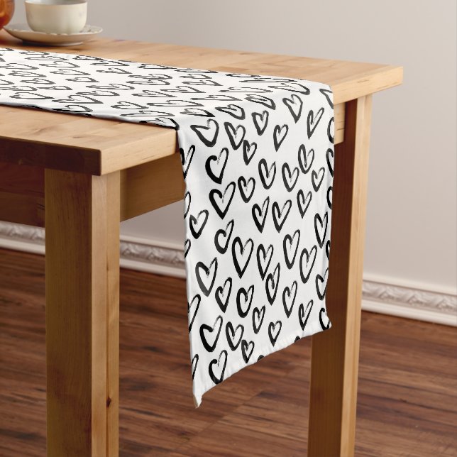Paint Stroke Heart Pattern Medium Table Runner (In Situ)