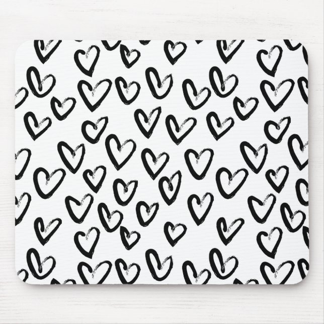 Paint Stroke Heart Pattern Mouse Mat (Front)