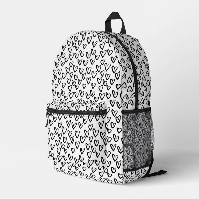 Paint Stroke Heart Pattern Printed Backpack (Back Corner Right)
